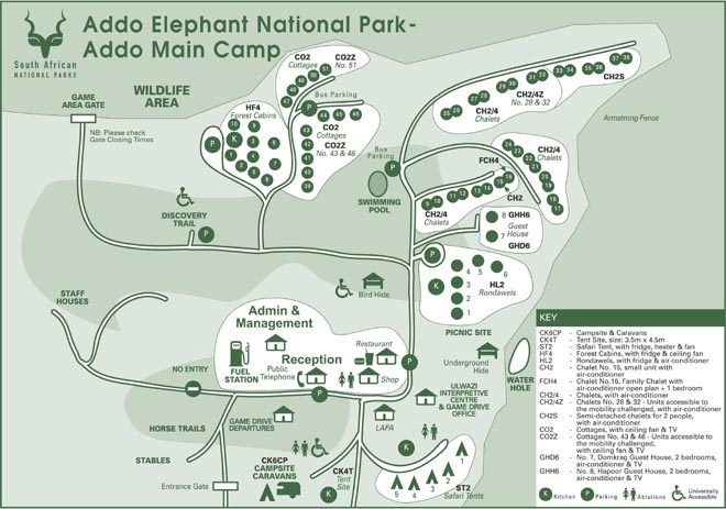 Addo Rest Camp Addo Elephant National Park Map