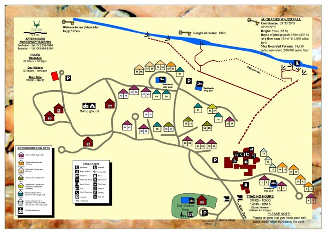 Augrabies Falls Rest Camp Augrabies Falls National Park Map