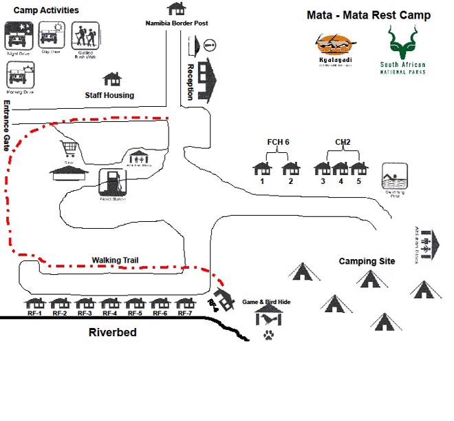 Mata-Mata Rest Camp Kgalagadi Transfrontier Park Map