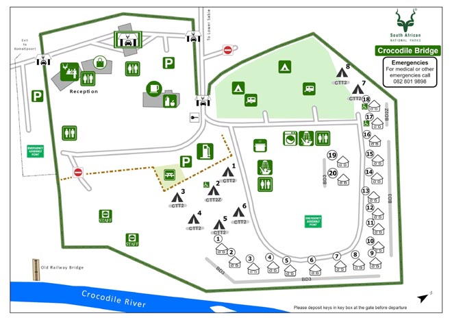 Crocodile Bridge Rest Camp Kruger National Park Map