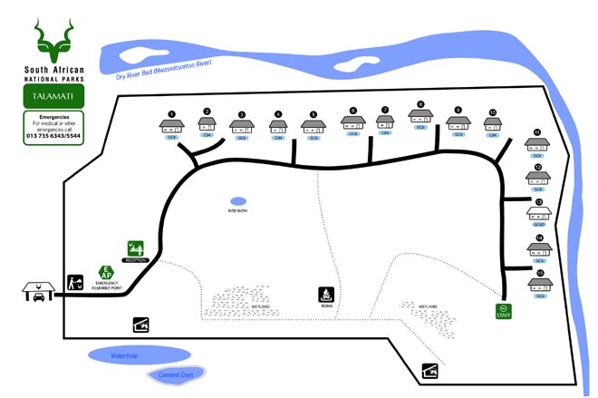 Talamati Bushveld Camp Kruger National Park Map