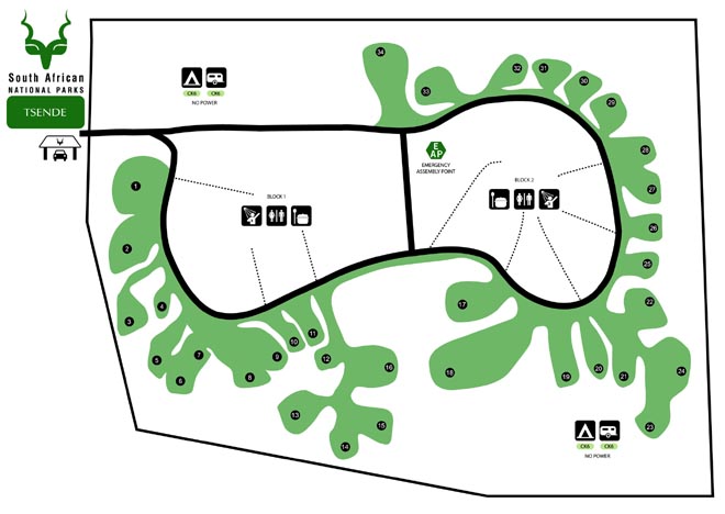 Tsendze Rustic Camp Site Kruger National Park Map