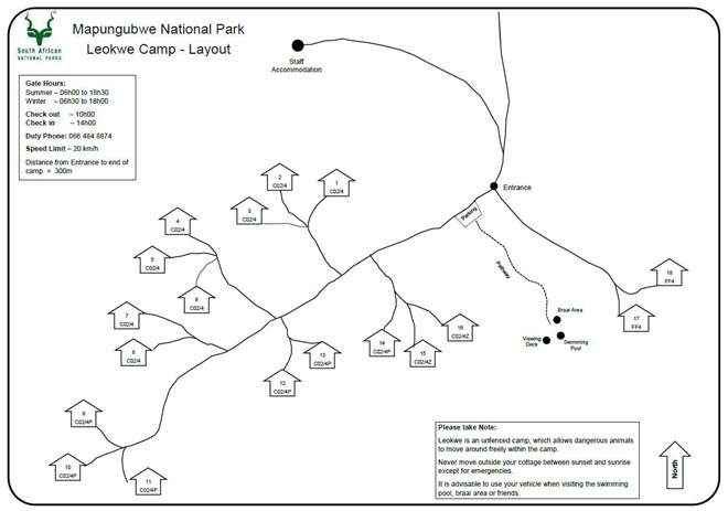 Leokwe rest Camp Mapungubwe National Park Map