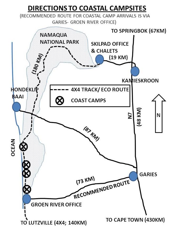 GroenRivier Coastal rest Camp Namaqua National Park Map