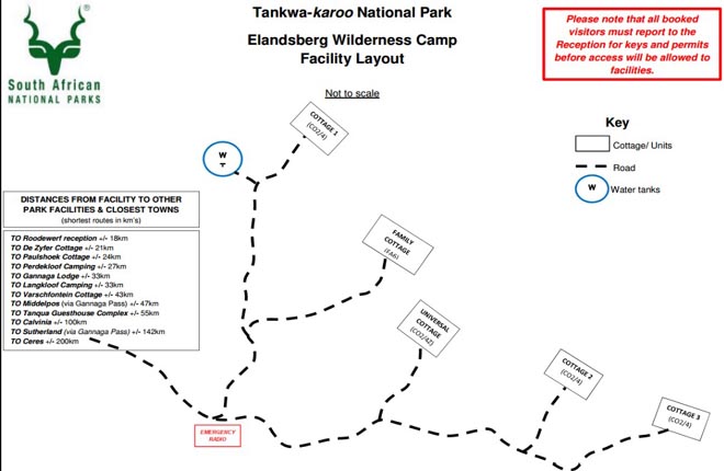 Elandsberg Rest Camp Tankwa Karoo National Park Map